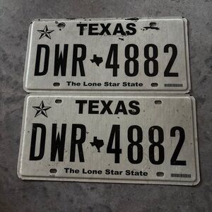 Texas TX Lone Star State License Plate DWR 4882 Set Of 2
